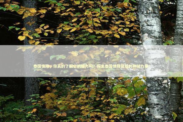 泰国情降，你真的了解它的魔力吗？探索泰国情降背后的神秘力量！