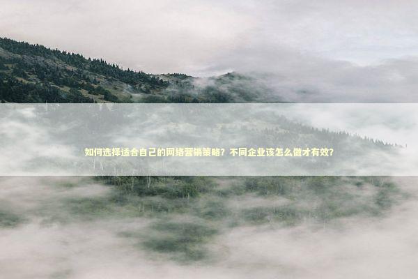 如何选择适合自己的网络营销策略？不同企业该怎么做才有效？