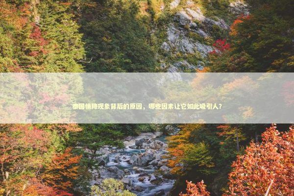 泰国情降现象背后的原因，哪些因素让它如此吸引人？